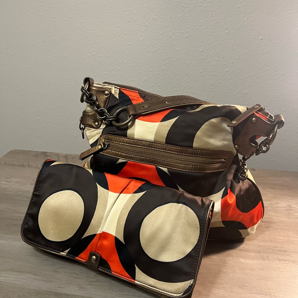 Donald Pliner Satchel and large wallet Satin Combo